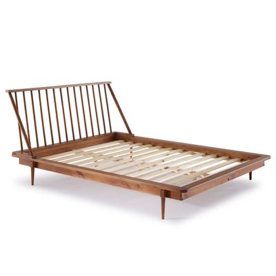 Caramel Mid-Century Modern Queen Bed Frame