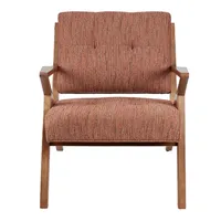 Orange Mid-Century Pecan Finish Accent Chair