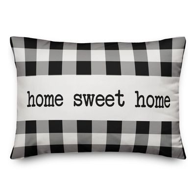 Black and White Home Sweet Home Pillow
