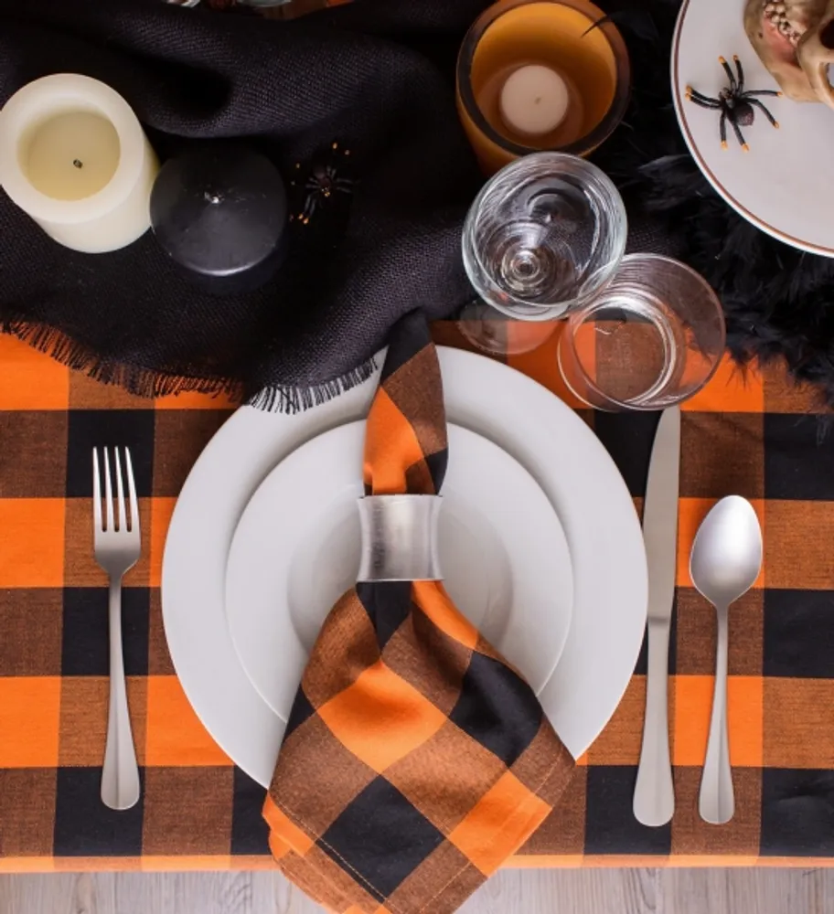 Orange Buffalo Check Napkins, Set of 6