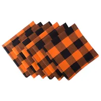 Orange Buffalo Check Napkins, Set of 6