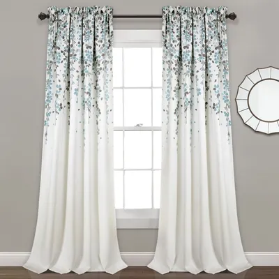 Blue Weeping Flower Curtain Panel Set, 95 in.