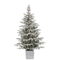 4.5 ft. Pre-Lit Flocked Iceland Fir Christmas Tree