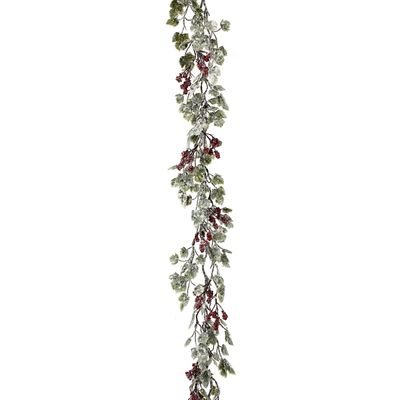 Frosted Grape Leaf and Berry Christmas Garland