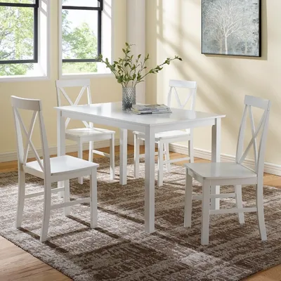 White Solid Wood 5-pc. Dining Set