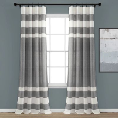 Gray Cape Cod Stripe Curtain Panel Set, 84 in.