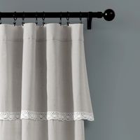 Light Gray Linen Lace Curtain Panel Set, 84 in.