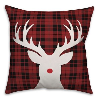 Red Nose Rudolph Plaid Christmas Pillow