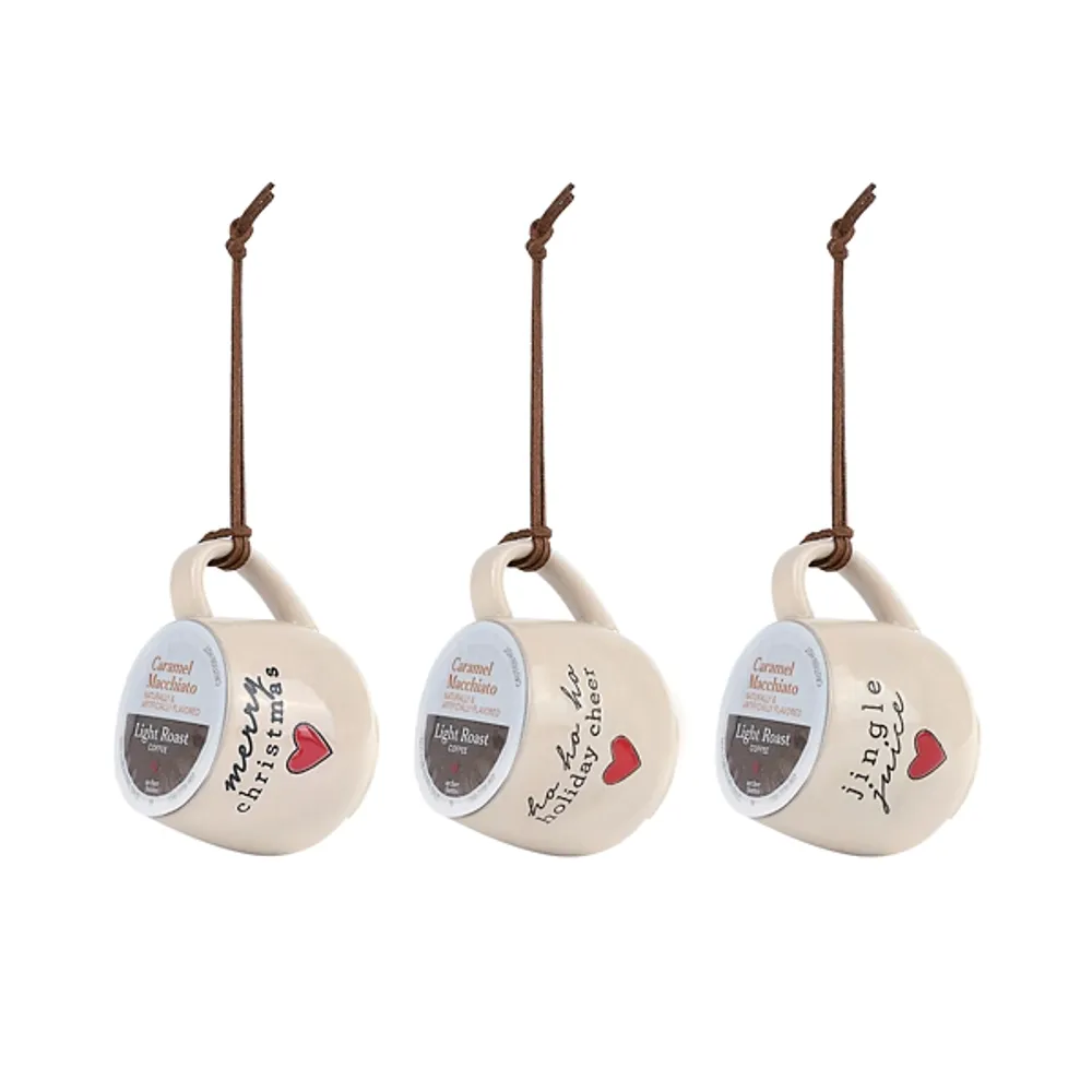 Christmas Sentiment K-Cup Mug Ornaments, Set of 3