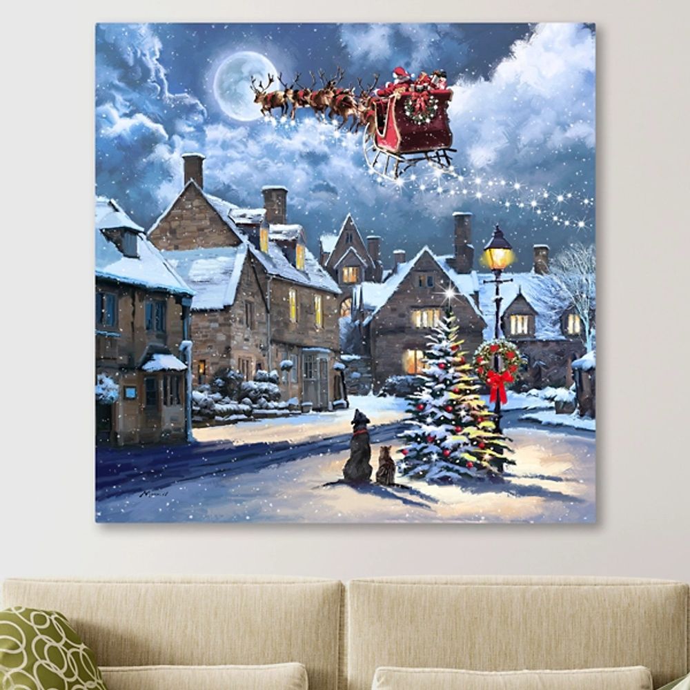 Street Light and Santa's Sleigh Canvas Art Print