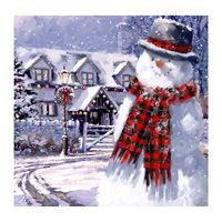 Snowman Cottage Canvas Art Print