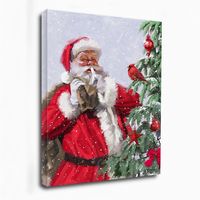 Santa and a Cardinal Canvas Art Print