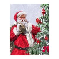 Santa and a Cardinal Canvas Art Print