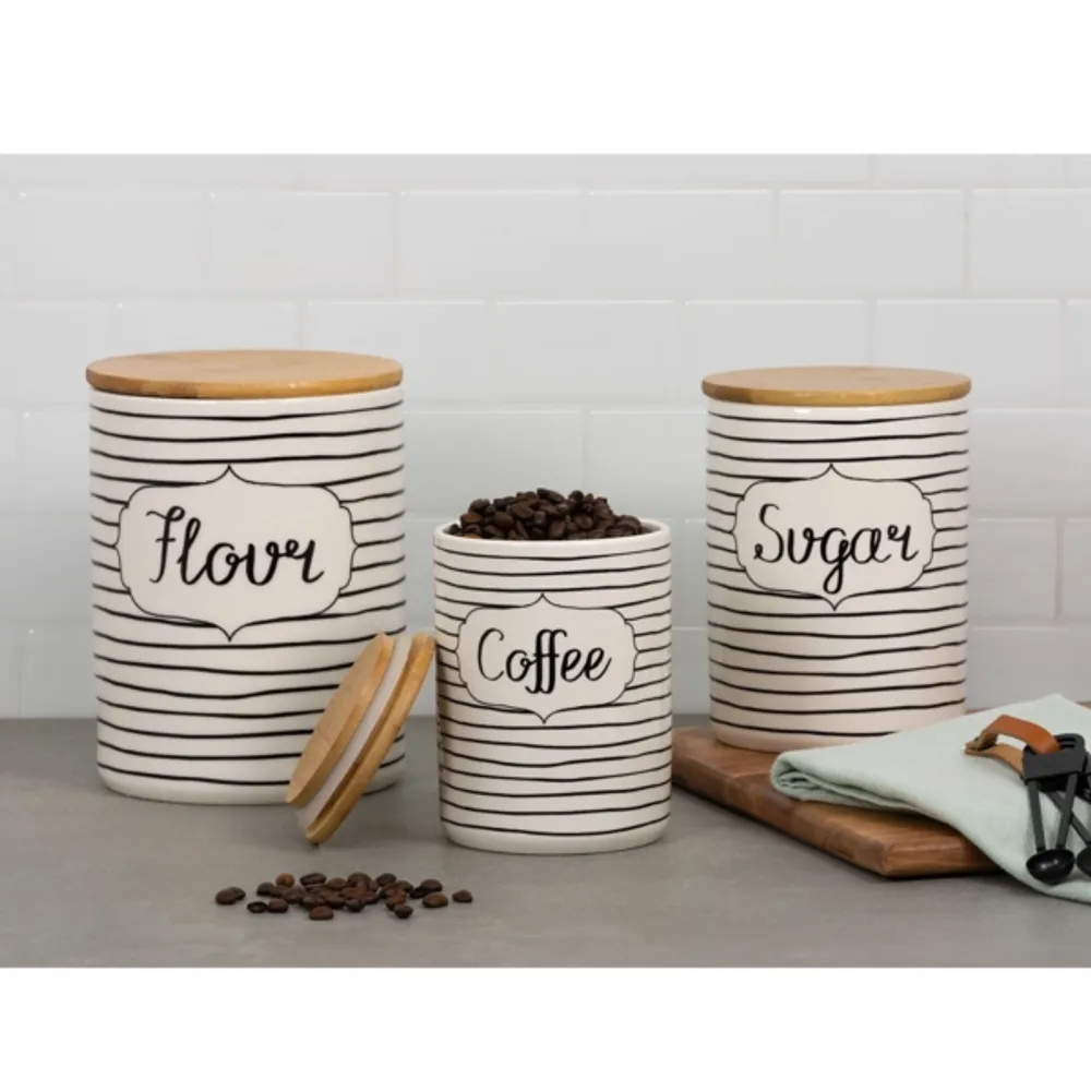 Black and White Everyday Canisters, Set of 3