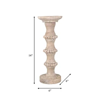 Banded Bead Wood Candle Holder, 15 in.