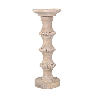 Banded Bead Wood Candle Holder, 15 in.