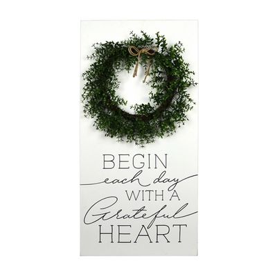 Begin Each Day Wreath Wall Plaque