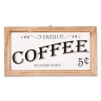 Wood and Metal Coffee Framed Plaque
