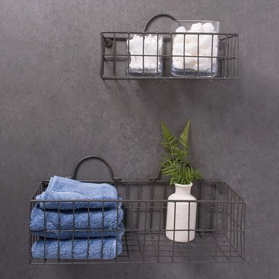Gray Wire Wall Baskets, Set of 2