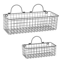 Black Wall Hanging Wire Baskets, Set of 2