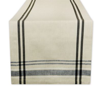 Black Stripe French Table Runner