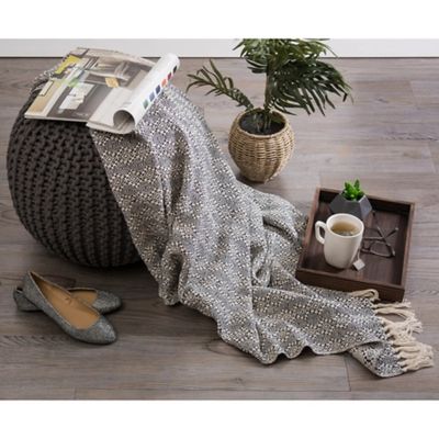 Gray Diamond Stitched Throw