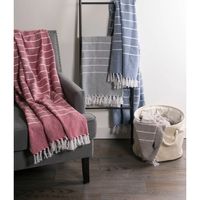 Gray and White Thin Stripe Throw