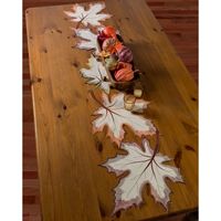 Embroidered Maple Leaves Table Runner
