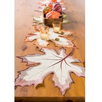 Embroidered Maple Leaves Table Runner