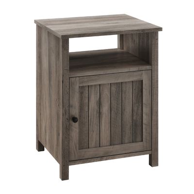 Gray Wash Grooved Door Side Table