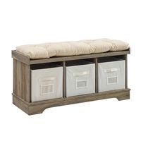 Gray Wash Entryway Bench and Storage Bins