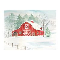 Winter Farmhouse Canvas Art Print