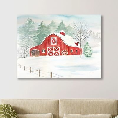 Winter Farmhouse Canvas Art Print