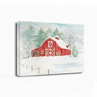 Winter Farmhouse Canvas Art Print