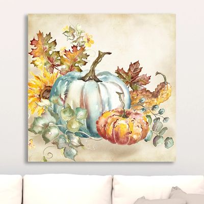 Watercolor Harvest Pumpkins Canvas Art Print