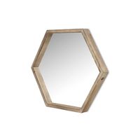 Wood Frame Hexagon Wall Mirror