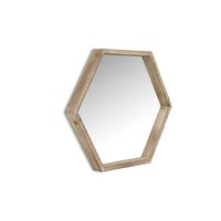 Wood Frame Hexagon Wall Mirror