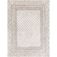 Gray and Cream Border Harrah Area Rug, 5x7