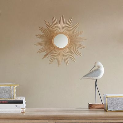 Golden Sunburst Small Decorative Wall Mirror