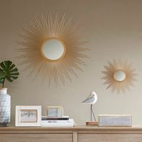 Golden Sunburst Small Decorative Wall Mirror