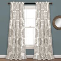 Tan Evie Medallion Curtain Panel Set, 95 in.