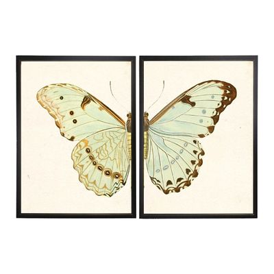 Spa Butterfly Framed Art Prints, Set of 2