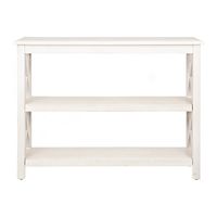 Cream Wooden Plank X-Frame Console Table