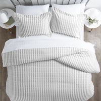 Light Gray Stripes 3-pc. Queen Duvet Cover Set