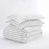 Light Gray Stripes 3-pc. Queen Duvet Cover Set