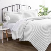 Light Gray Stripes 3-pc. Queen Duvet Cover Set