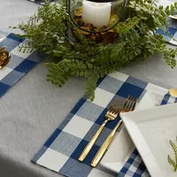 Navy and White Reversible Placemats, Set of 4