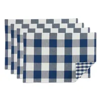 Navy and White Reversible Placemats, Set of 4