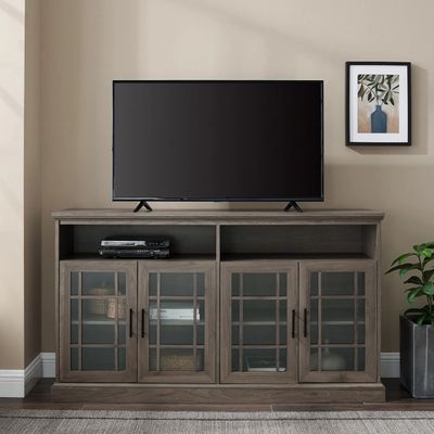 Slate Gray Glass Door Classic TV Stand