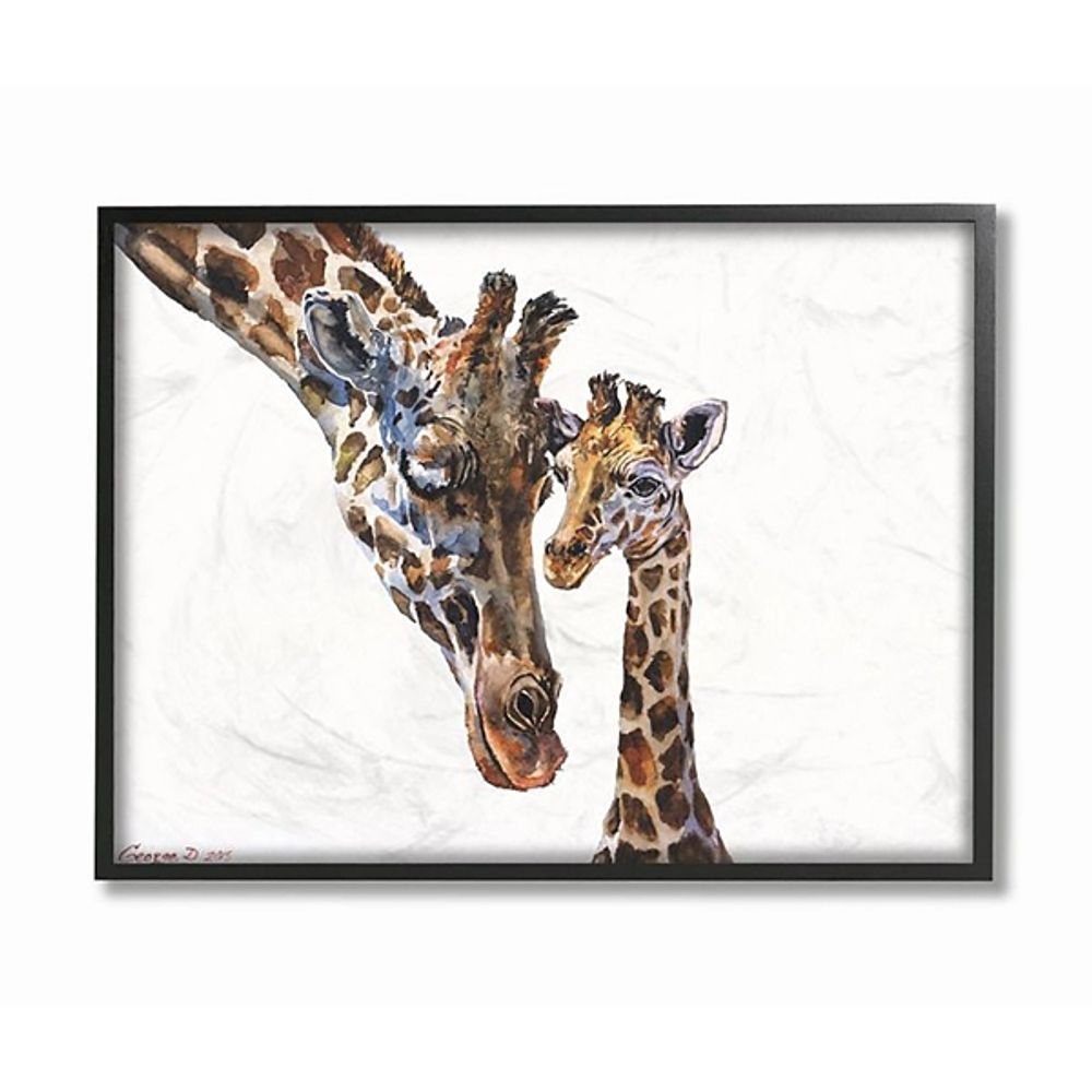 Baby Giraffe Watercolor Framed Art Print